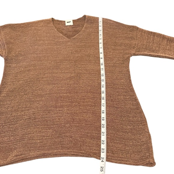 DKN Transfer Rib Women's V-Neck Brown Sweater Size M - Picture 8 of 12